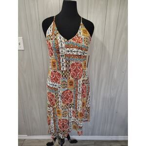 Women's Emma & Michelle Geometric Sleeveless Dress Asymmetrical M Boho Fairy